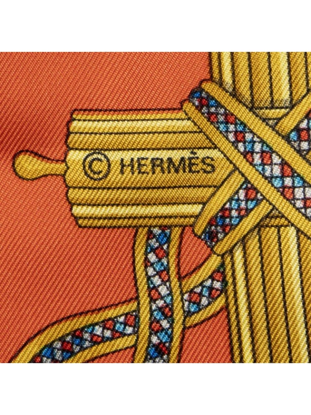 ★SOLD★ Hermes Scarf Orange Ivory Gold Silk - Picture 4 of 5
